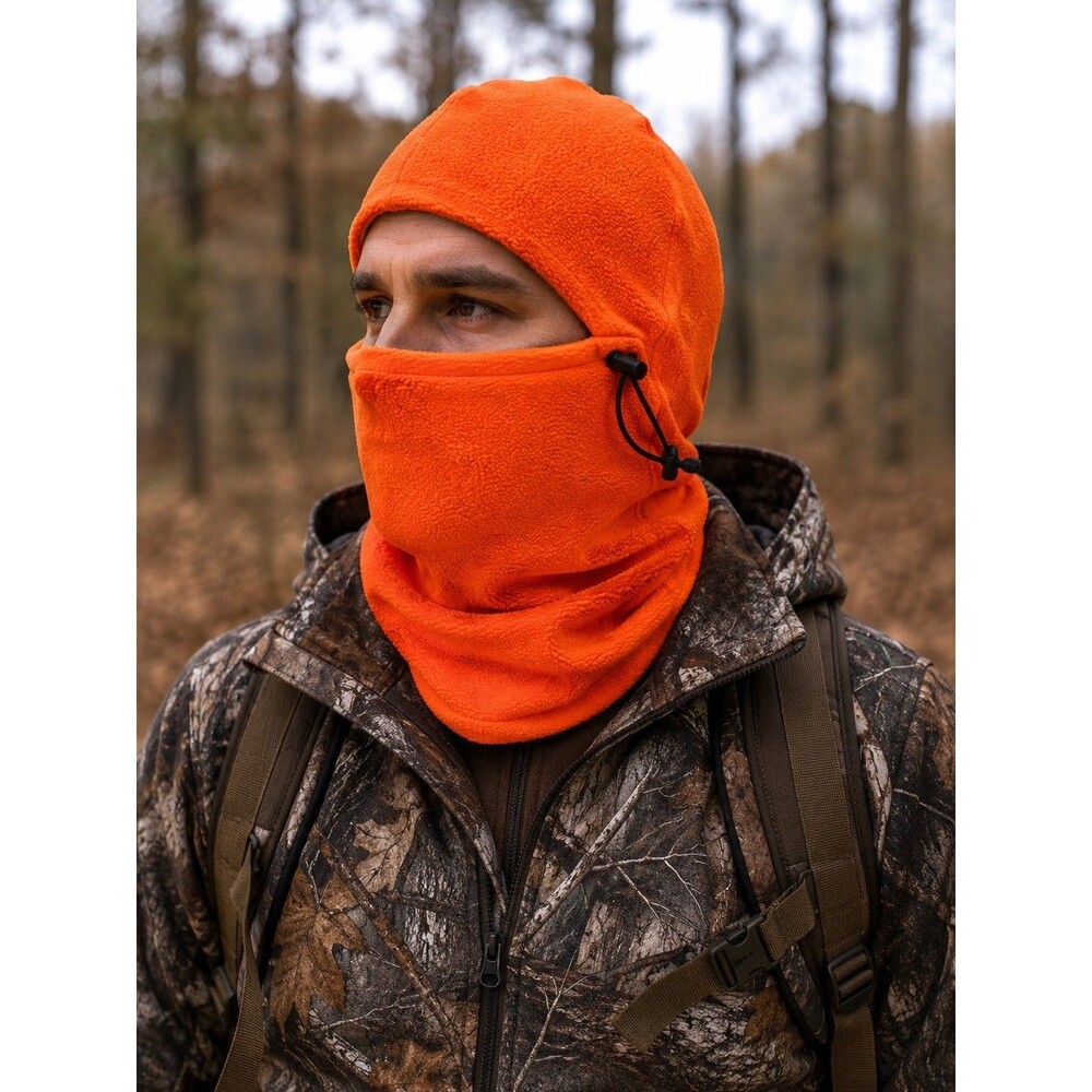 Due north  Blaze Orange Fleece Hunting Face Mask Hood with Adjustable